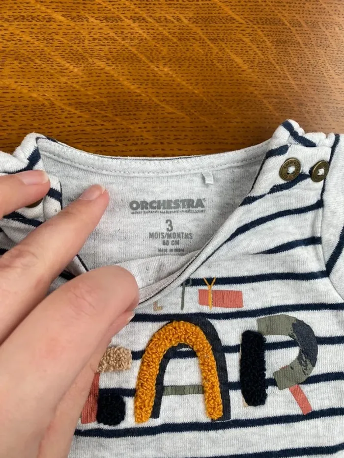 T-shirt manche longue rayé orchestra 3 mois - photo numéro 4