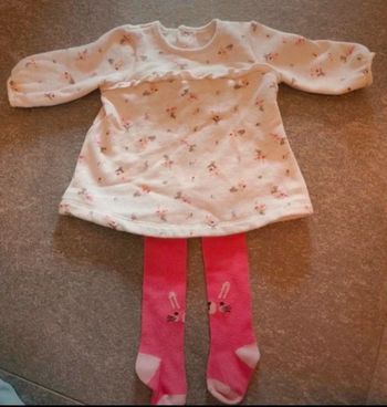 Ensemble robe collants bébé fille 3/6 mois Pâques comme NEUF