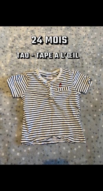 T-shirt marin col tunisien 2 ans TAO