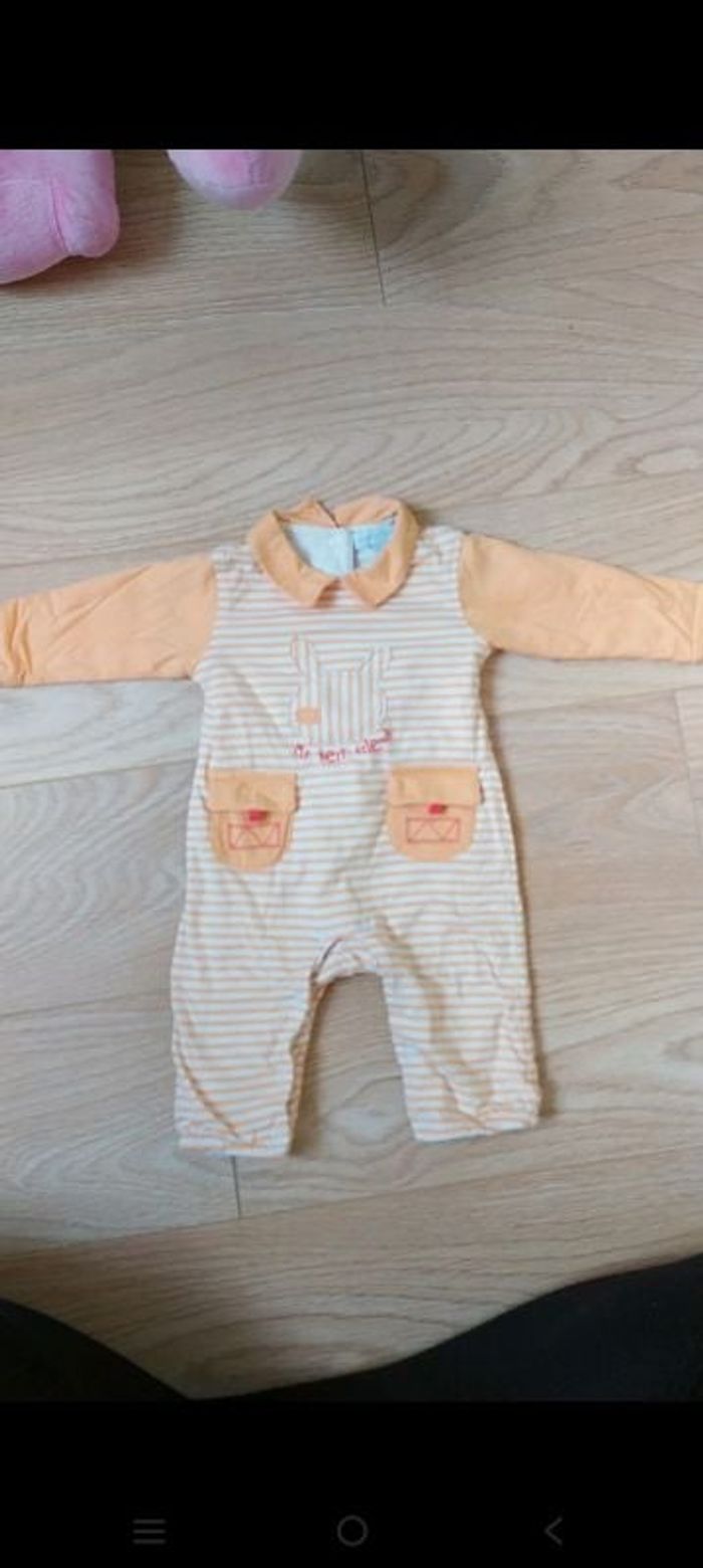 Combi barboteuse orange mixte 1/3 mois