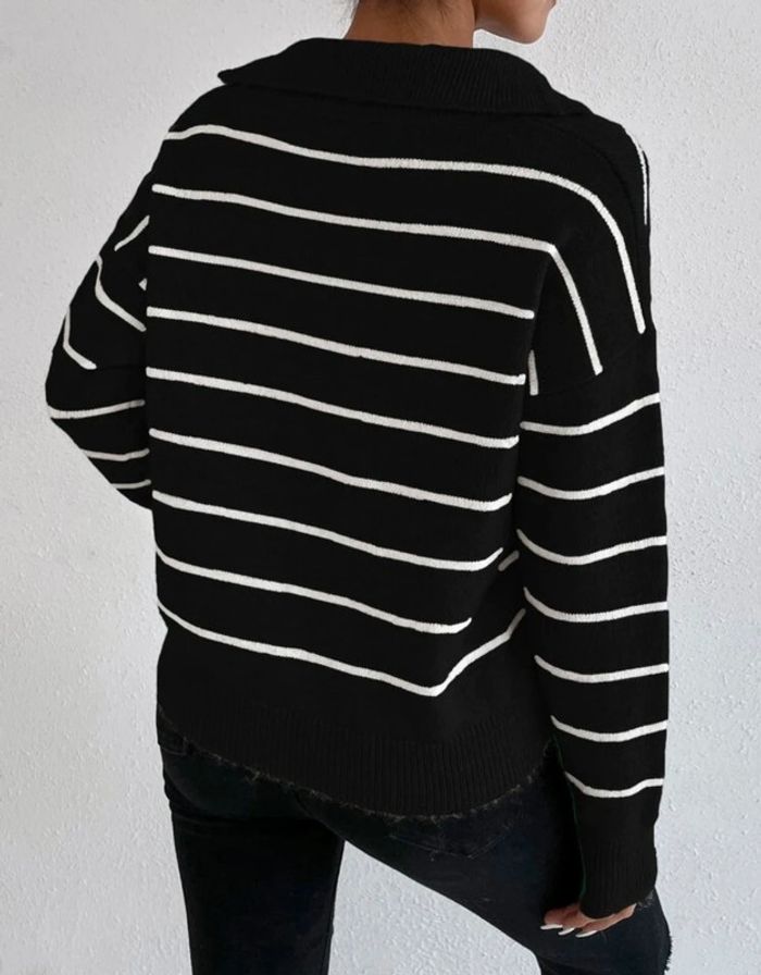Superbe pull léger marinière col V - photo numéro 4