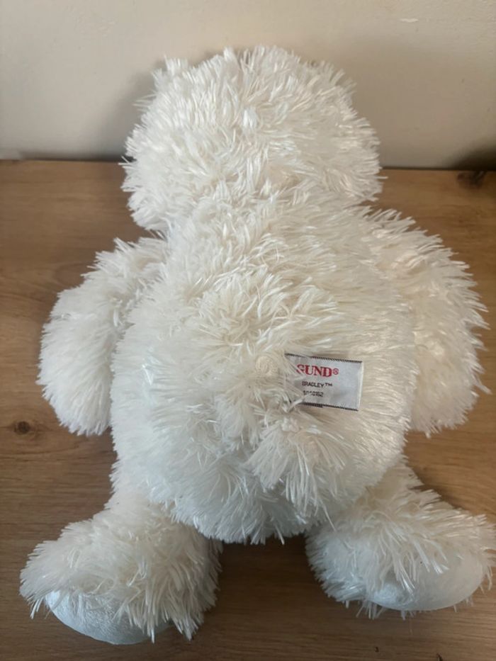 Doudou peluche ours blanc nez marron gund 40 cm - photo numéro 3