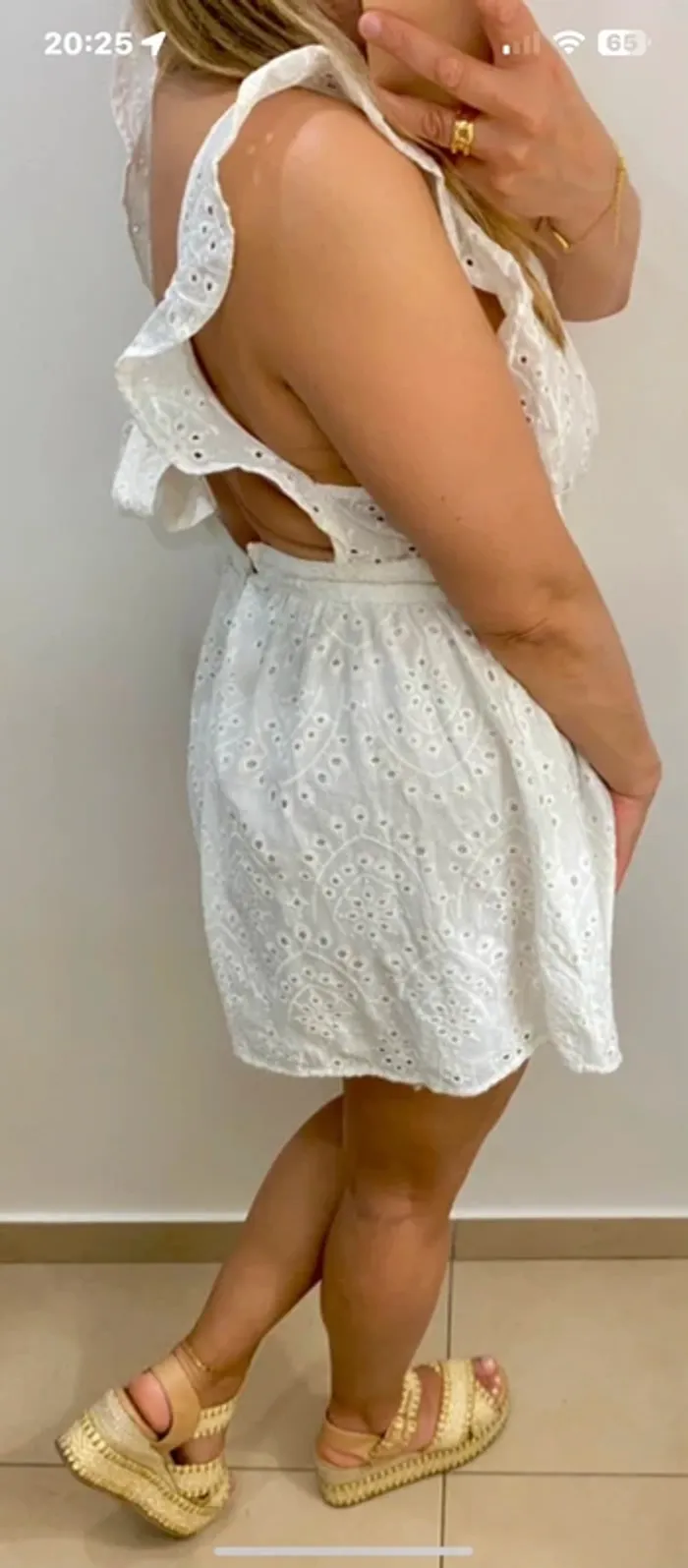 Combishort Blanche Romantique Brodé Taille M - photo numéro 6