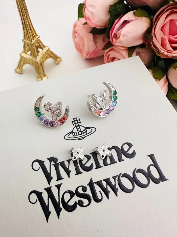 Boucles d’oreilles Vivienne Westwood lune arc-en-ciel & orbite – Éclat céleste - photo numéro 4