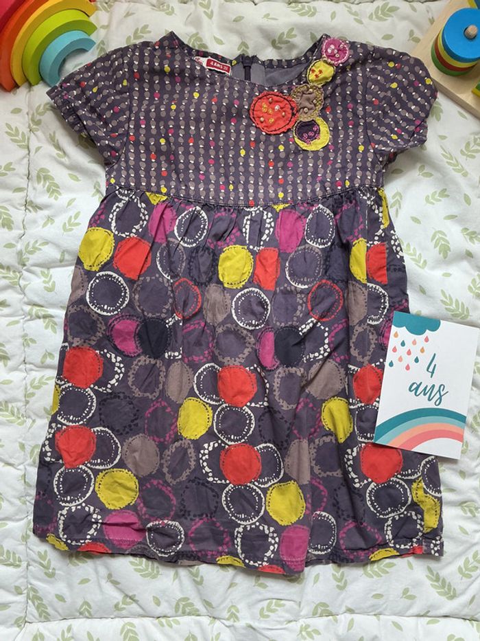 robe violet motifs multicolore du pareil au même 4 ans manches courtes - photo numéro 2