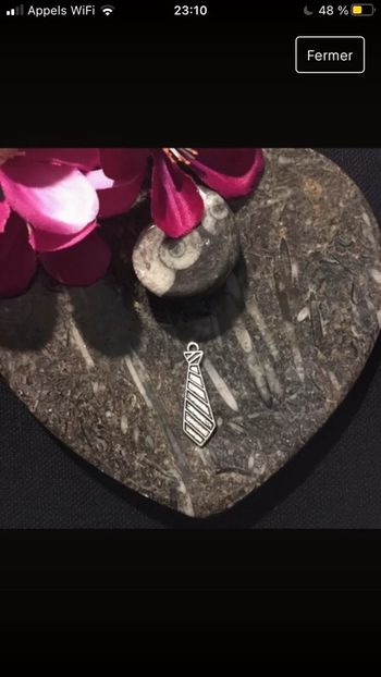 Pendentif fantaisie métal argenté cravate jomme