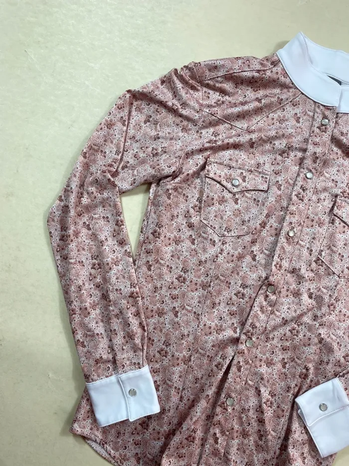 Polo manches longues ANIMO – Motif fleuri rose – Taille 36 - photo numéro 2