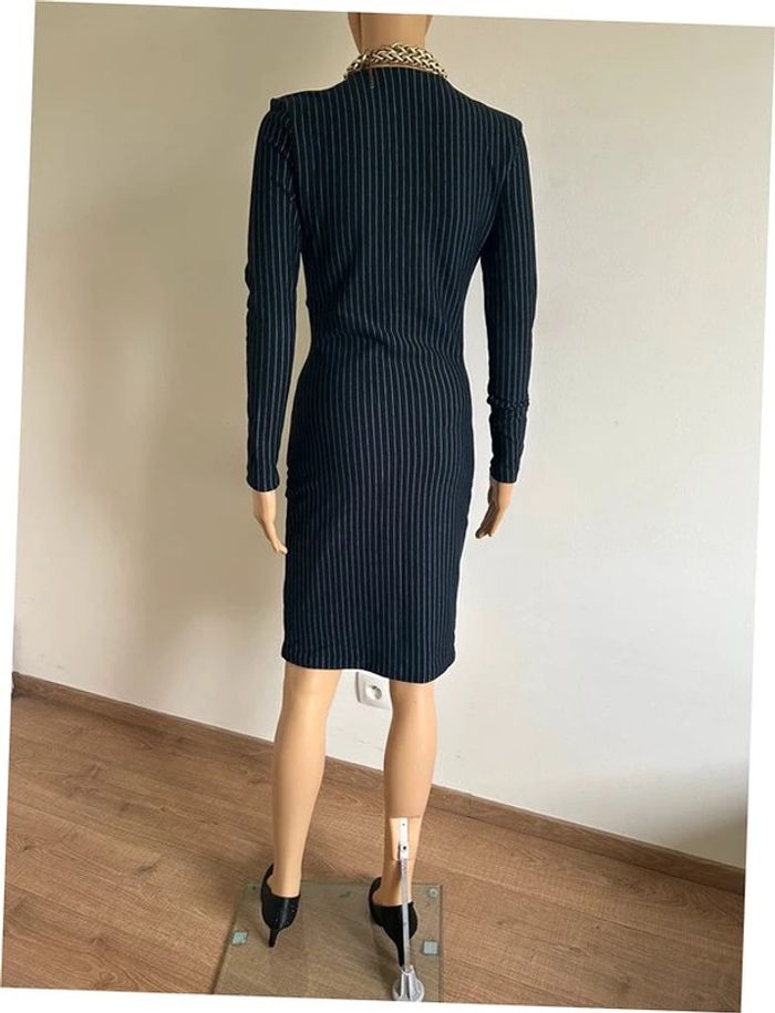 Robe bleue marine à manches longues avec rayures blanches Mango taille S TBE - photo numéro 9