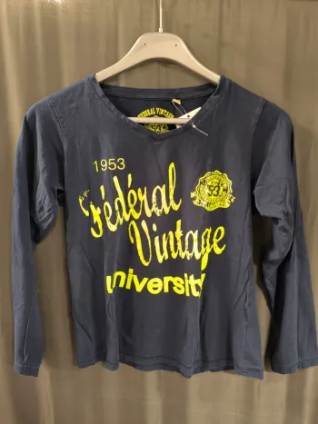 309696 tee-shirt ML bleu marine garçon 16 ans federal vintage