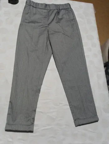 Pantalon chino femme Teddy Smith taille 36 gris rayures paillettes coupe court