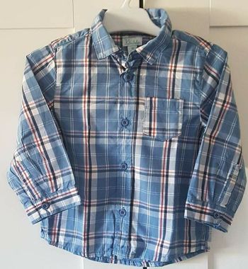 Chemise Bébé Manches Longues Carreaux Bleu 18M Kimbaloo