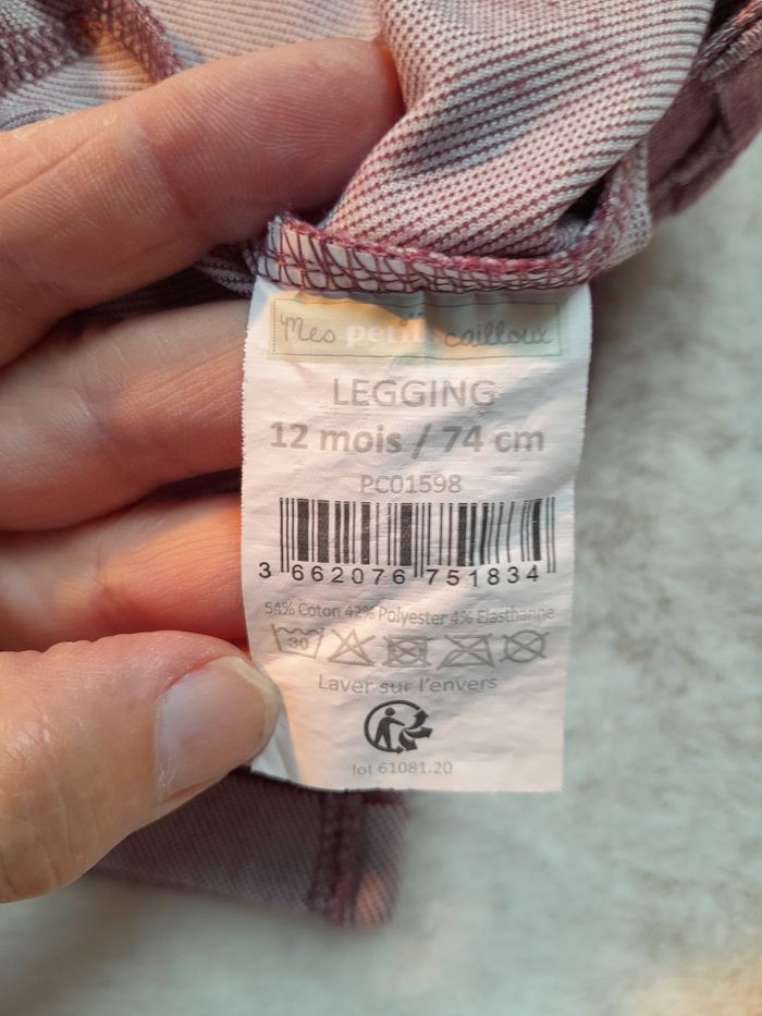 ​Joli Legging/Pantalon Style Jean Bébé Fille "Mes petits cailloux" - Rose Chiné (12 Mois / 74 cm - photo numéro 5