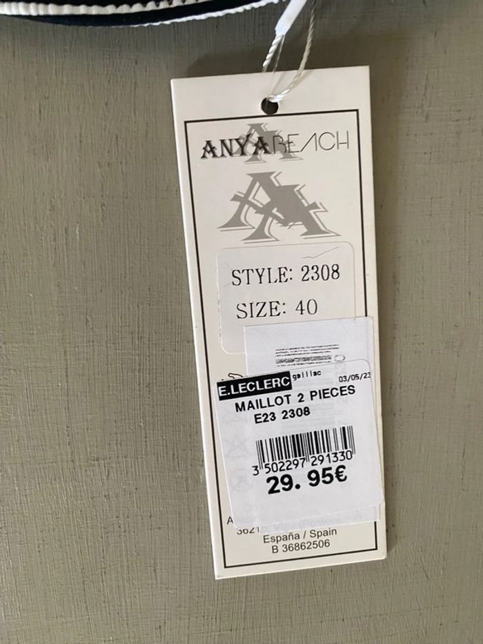 Maillot de bain Anya Beach 2 pièce taille 40 blanc et noir - photo numéro 12