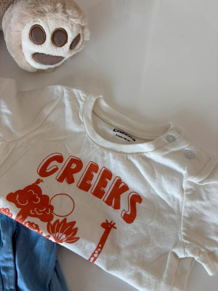 Chemise en jeans et t-shirt 6 mois - photo numéro 2