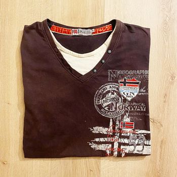 Geographical Norway Expedition T-Shirt Brun Homme Traveller Collection Vintage World (Taille XL)