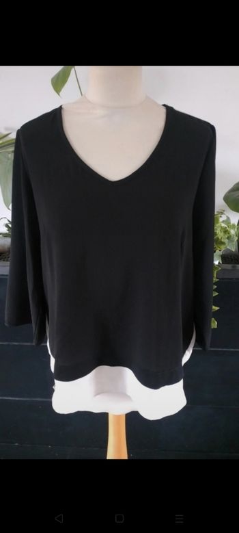 Blouse 3/4 noire/blanche Scottage