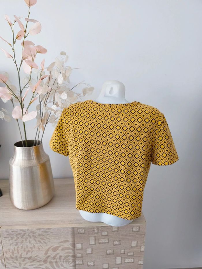 Haut court texturé moutarde Mango - photo numéro 3