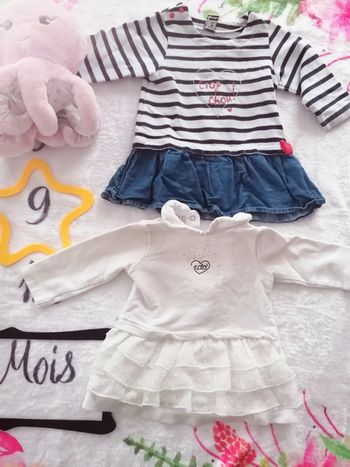 Joli lot de deux tuniques 9 mois fille