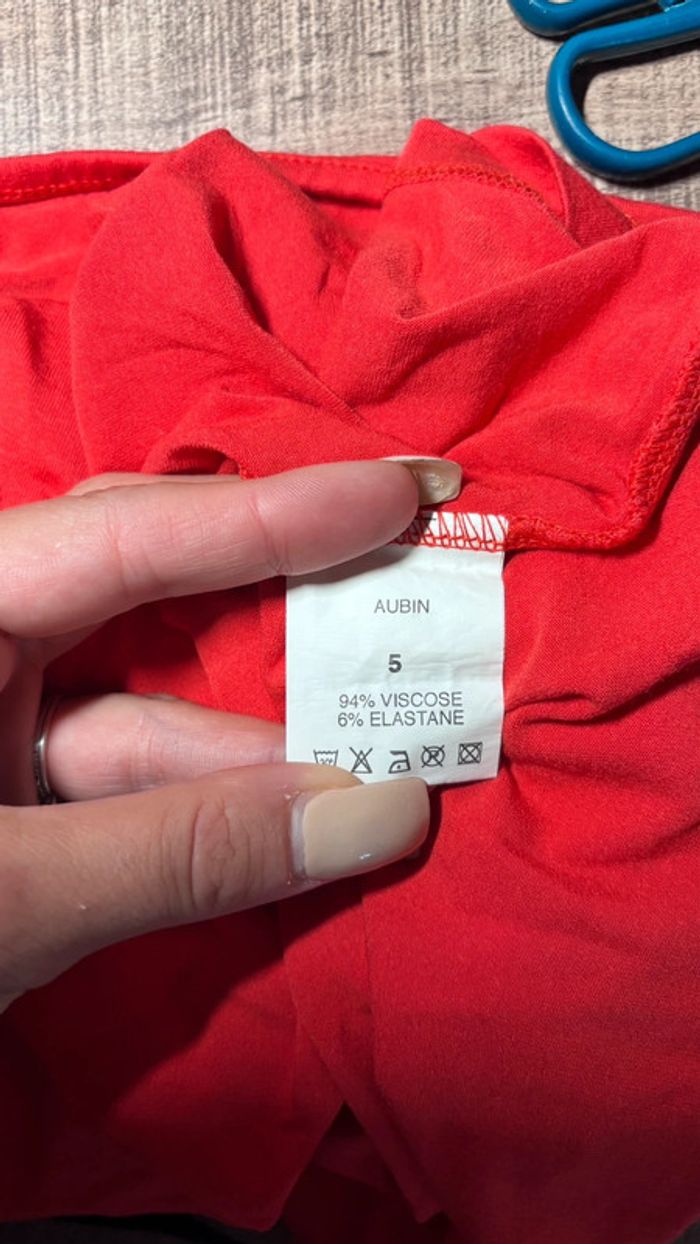 🌺 débardeur rouge col V avec strass taille 44 xxl #dpm - photo numéro 5