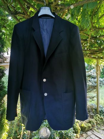 Veste de costume bleu marine vintage en laine