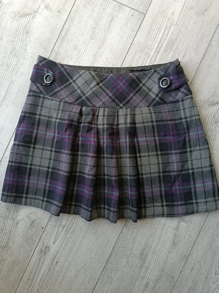 Jupe courte effet tartan camaïeu