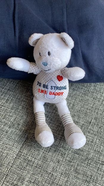 Doudou ourson blanc à rayures - To be strong Like Daddy - Tape à l’œil