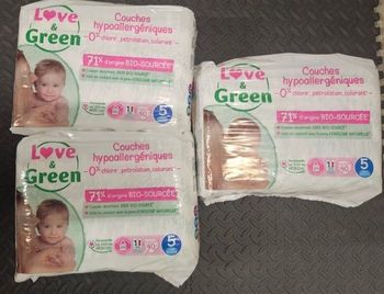3 paquets de couches love and green taille 5
