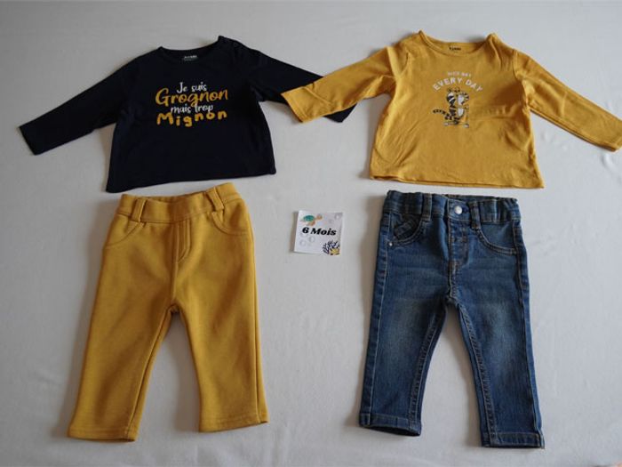 Lot n°3 Vêtements Kiabi 6 mois : 5 pantalons + 5 hauts - photo numéro 2