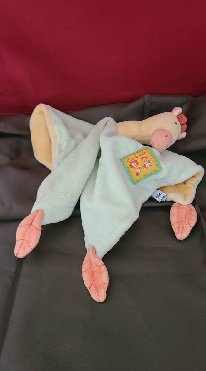 Moulin roty Les Loustics Doudou plat girafe vert orange feuille - photo numéro 2