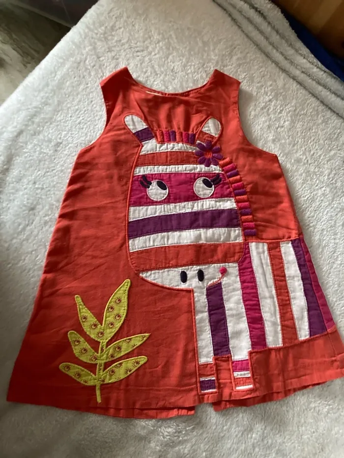 Robe motif zèbre, rouge oranger 12 mois