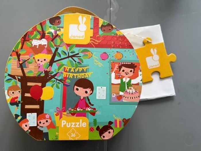 Valisette Puzzle Janod Goûter d' Anniversaire 36 Pièces,