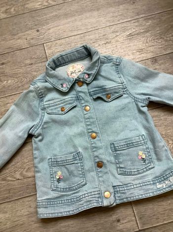Veste en jean clair  Motif fleurs brodé Sergent major  3 ans