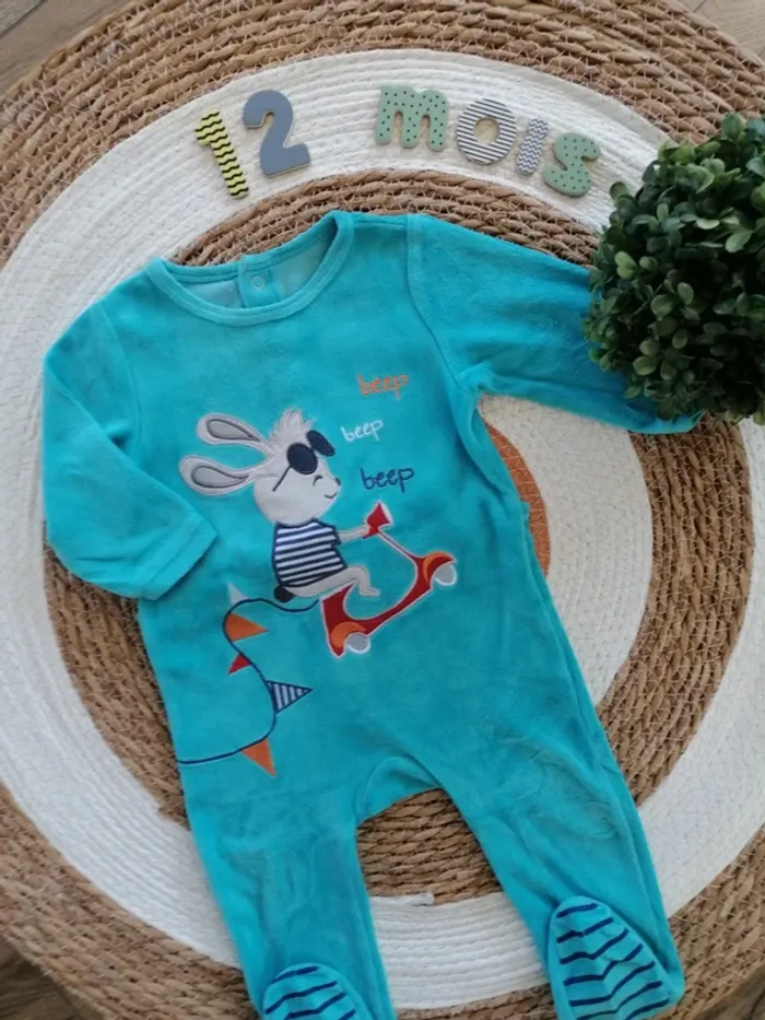Pyjama velours une pièce - Gémo - 12 mois