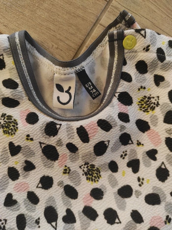 Robe noire et blanche hérisson 6/9 mois (74cm) - photo numéro 2