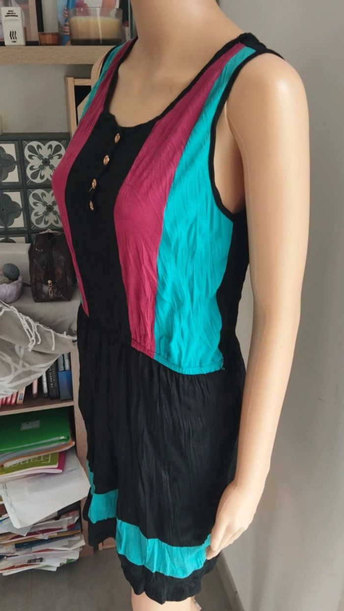 Robe noire taille l/xl bandes rose et verte - photo numéro 7