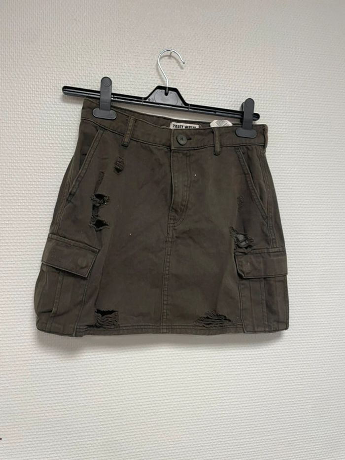 mini jupe trouée taille 34 kaki - photo numéro 2