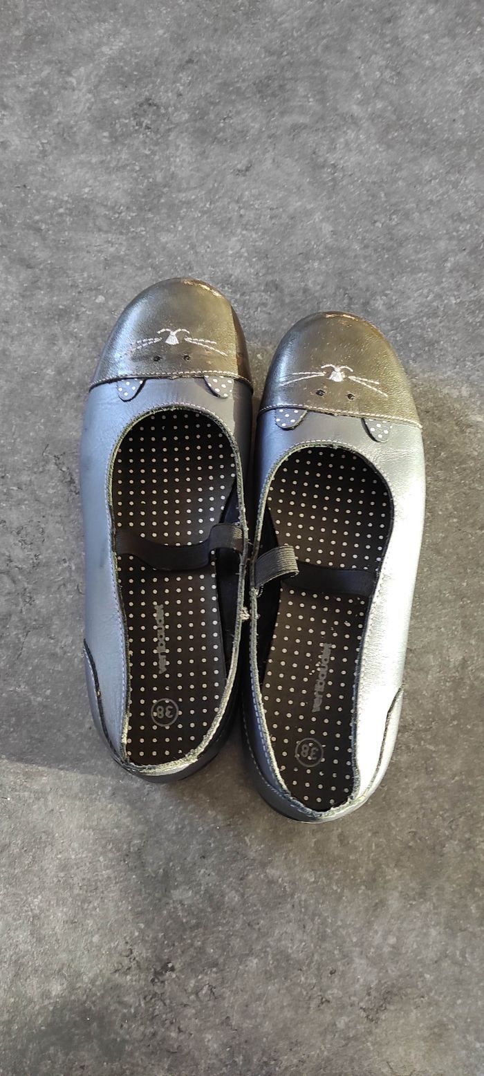 Ballerines fille grises souris Vertbaudet point 38 neuves - photo numéro 5