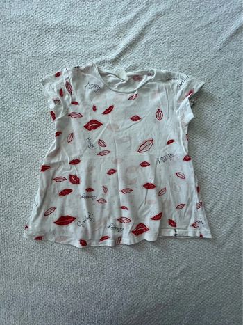 T-shirt blanc imprimé rouge fille Zara 7 ans
