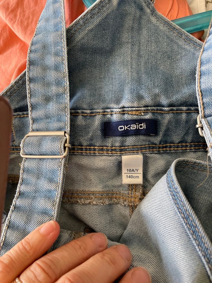 Salopette short en jeans 10 ans okaidi - photo numéro 3