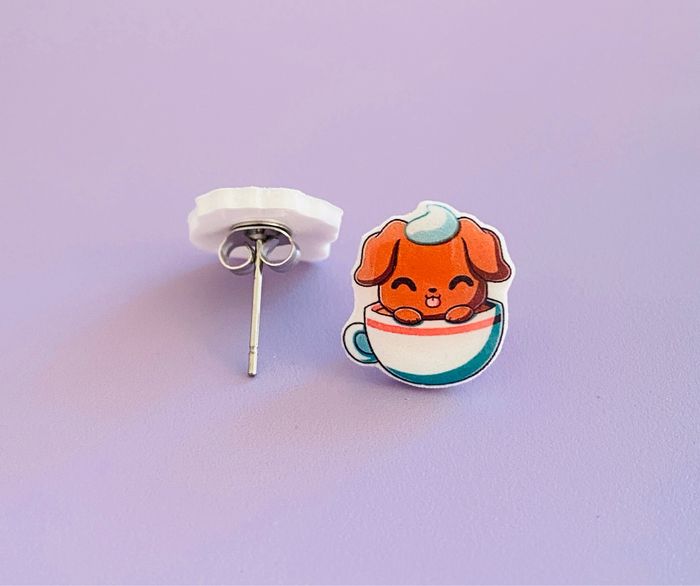 Boucles d’oreilles Fait main Résine Puppiccino - photo numéro 2