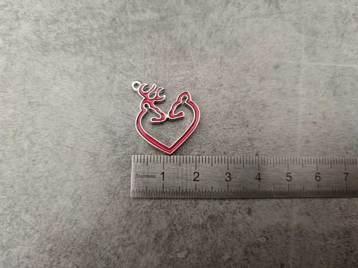 Pendentif fantaisie matak argenté coeur rouge - photo numéro 2