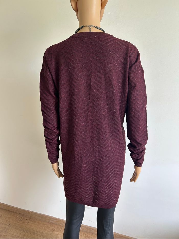 Cardigan bordeaux pailleté mi long Season taille S jamais porté - photo numéro 5