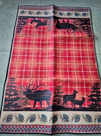 Tapis rouge 70x140 cm renne noel