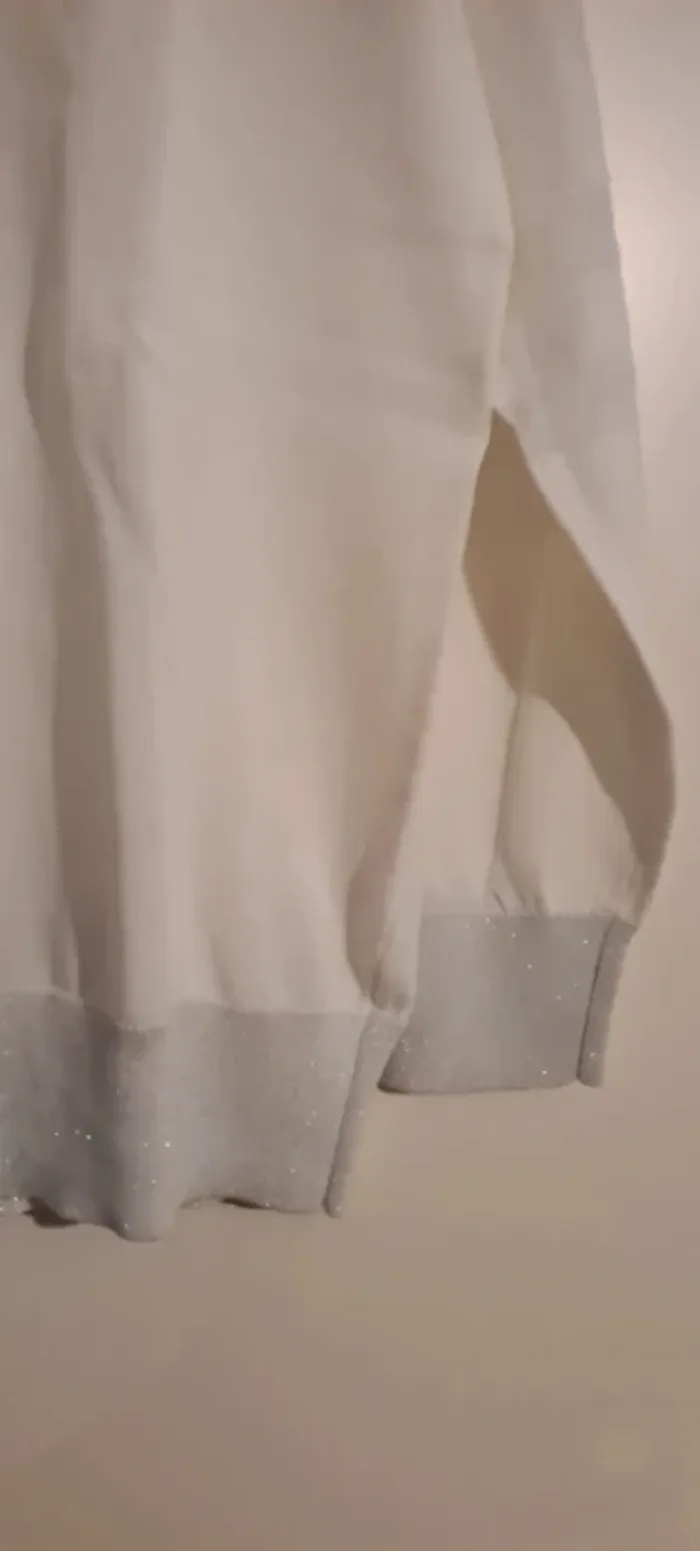 Pull col V beige et bas gris brillant IKKS - photo numéro 3