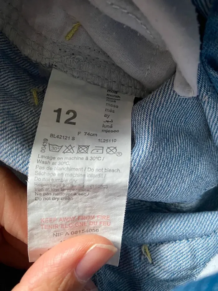 Short en jeans Z Grain de blé Taille 12 M =74 cm - photo numéro 5