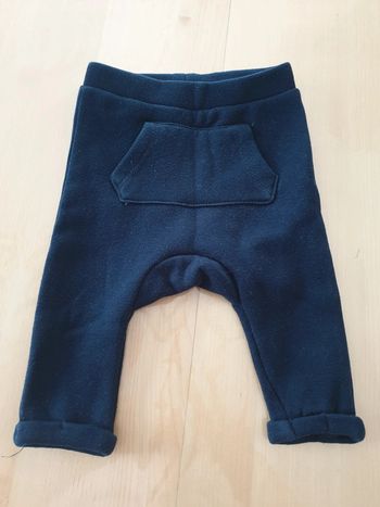 Pantalon bébé souple et chaud bleu marine 3 mois