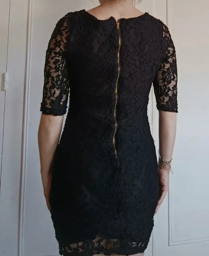 💎 robe en dentelle noir femme sexy chic t s 36 - photo numéro 2