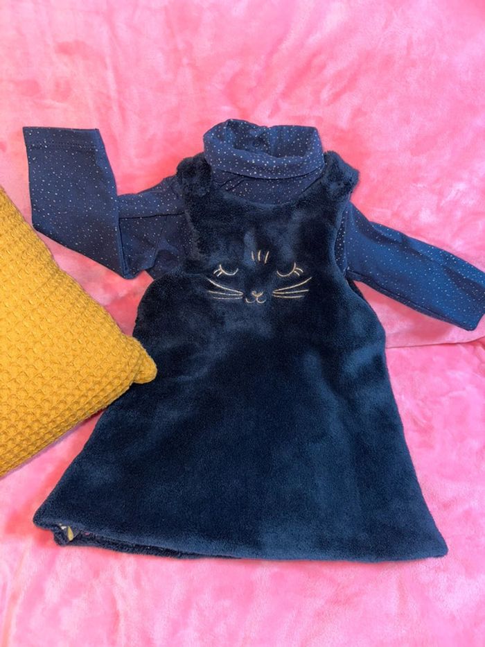 Ensemble robe + sous pull chat du pareil au même - photo numéro 2