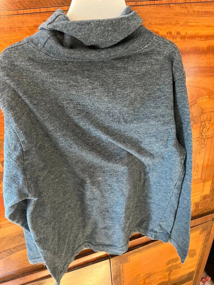 T shirt manche longue col roulé bleu chiné - photo numéro 5