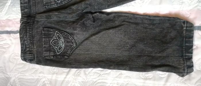 Pantacourt en jean avec broderies gris fille 8 ans lotus spirit - photo numéro 6